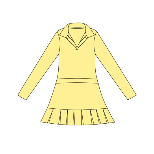 (Pre Order) No moq GLD1444 PRE-ORDER baby girl clothes yoga yellow long sleeve dress-2025.11.1