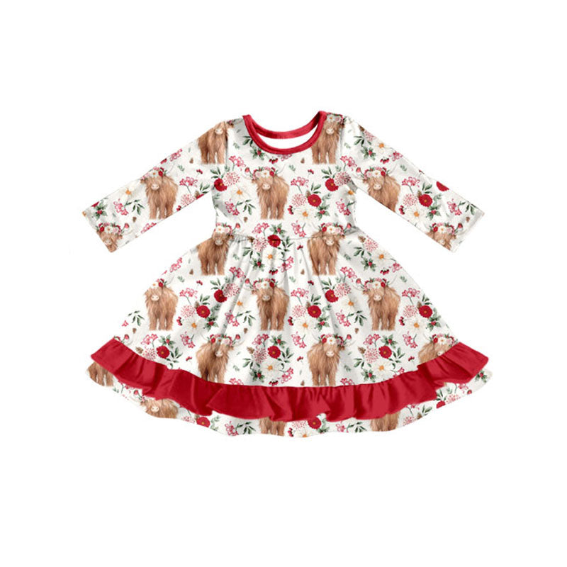 (Pre Order) No moq GLD1470 PRE-ORDER baby girl clothes alpine floral long sleeve dress-2025.11.3