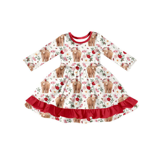 (Pre Order) No moq GLD1470 PRE-ORDER baby girl clothes alpine floral long sleeve dress-2025.11.3