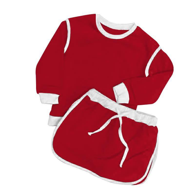 (Pre Order) No moq GLD1482 PRE-ORDER baby girl clothes yoga red long sleeve skirts sets-2025.11.6