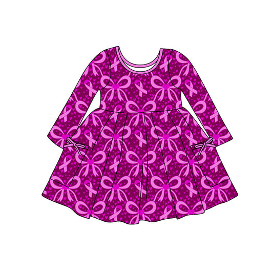 (Pre Order) No moq GLD1493 PRE-ORDER baby girl clothes bow love long sleeve dress-2025.11.7