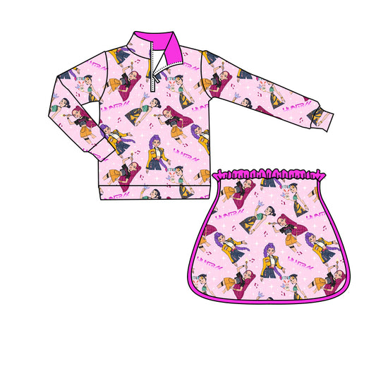 (Pre Order) No moq GLD1500 PRE-ORDER baby girl clothes yoga long sleeve skirts sets-2025.11.11