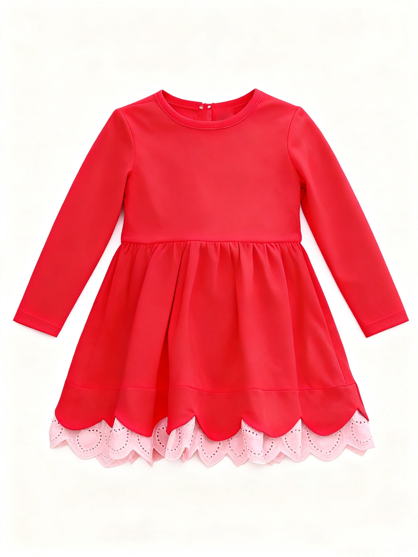 (Pre Order) No moq GLD1503 PRE-ORDER baby girl clothes yoga red long sleeve dress-2025.11.11