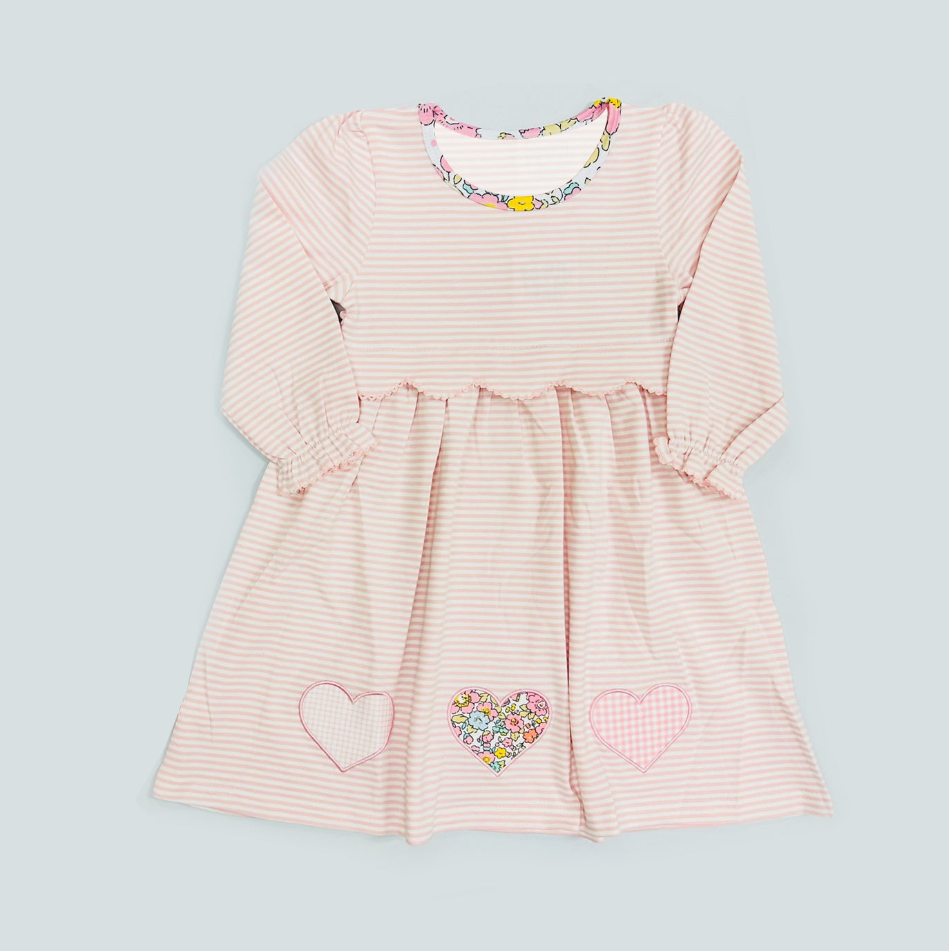 (Pre Order) No moq GLD1515 Pre-order baby girl clothe love long sleeve dress-2025.11.15