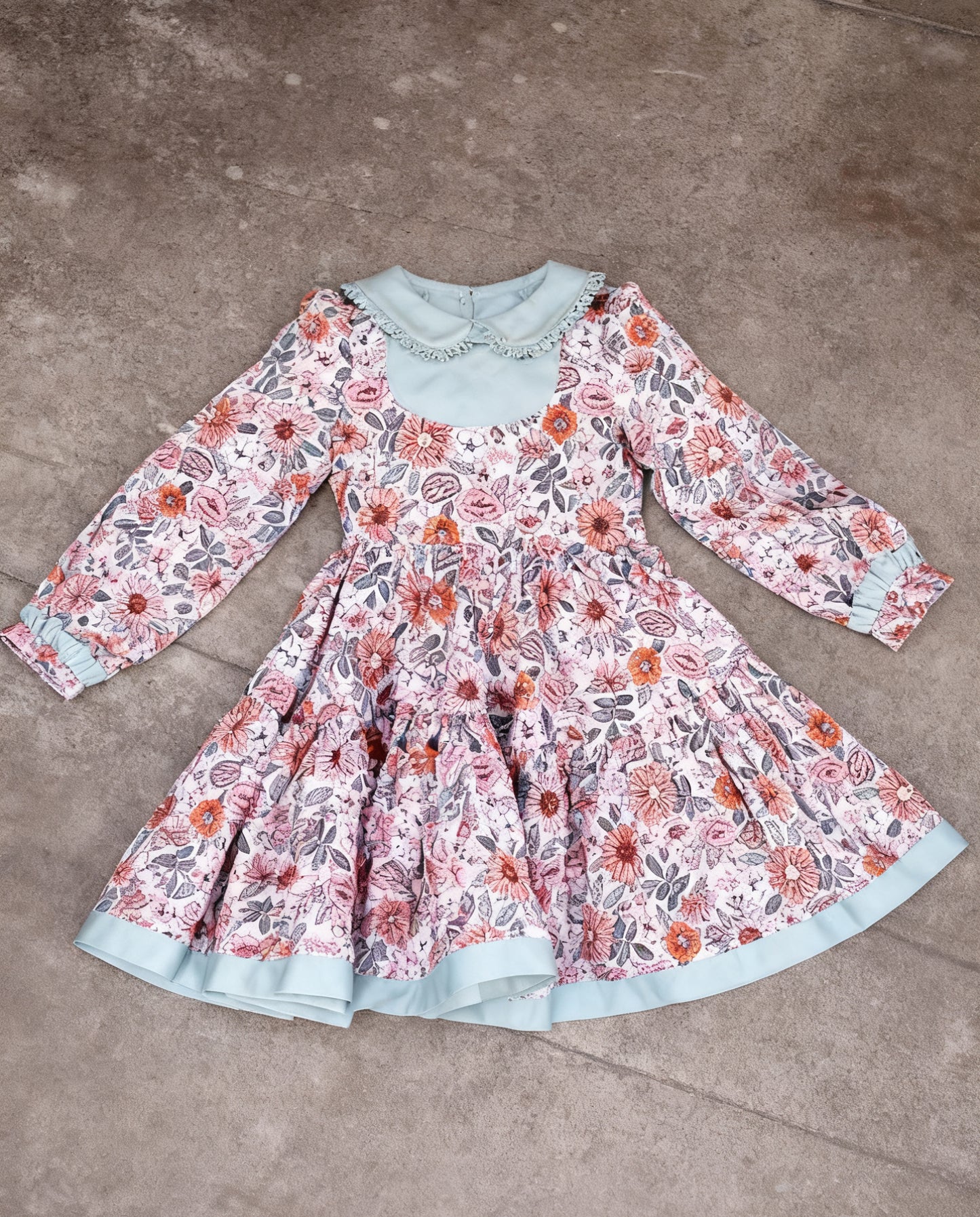 (Pre Order) No moq GLD1516 Pre-order baby girl clothe floral long sleeve dress-2025.11.18