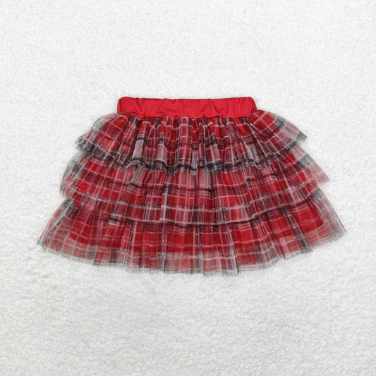 RTS no moq GLK0033 baby girls clothes red plaid skirt