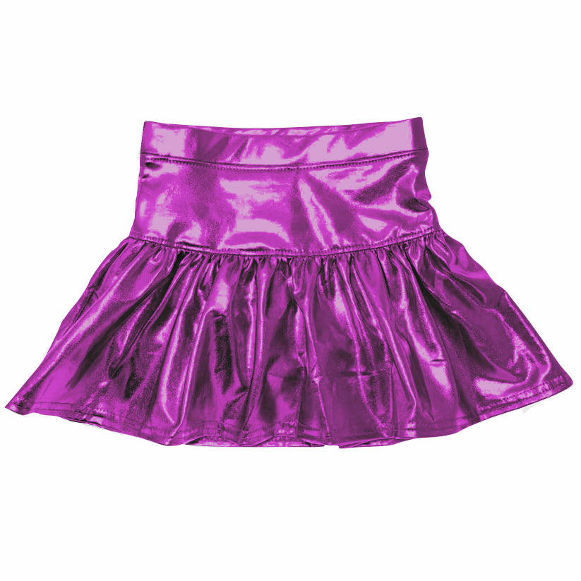 no moq GLK0039 pre-order baby girls clothes Purple shiny leather skirt dress-2024.11.30