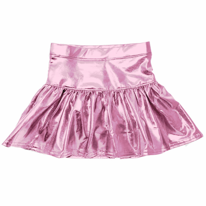 no moq GLK0040 pre-order baby girls clothes Pink shiny leather skirt dress-2024.11.30