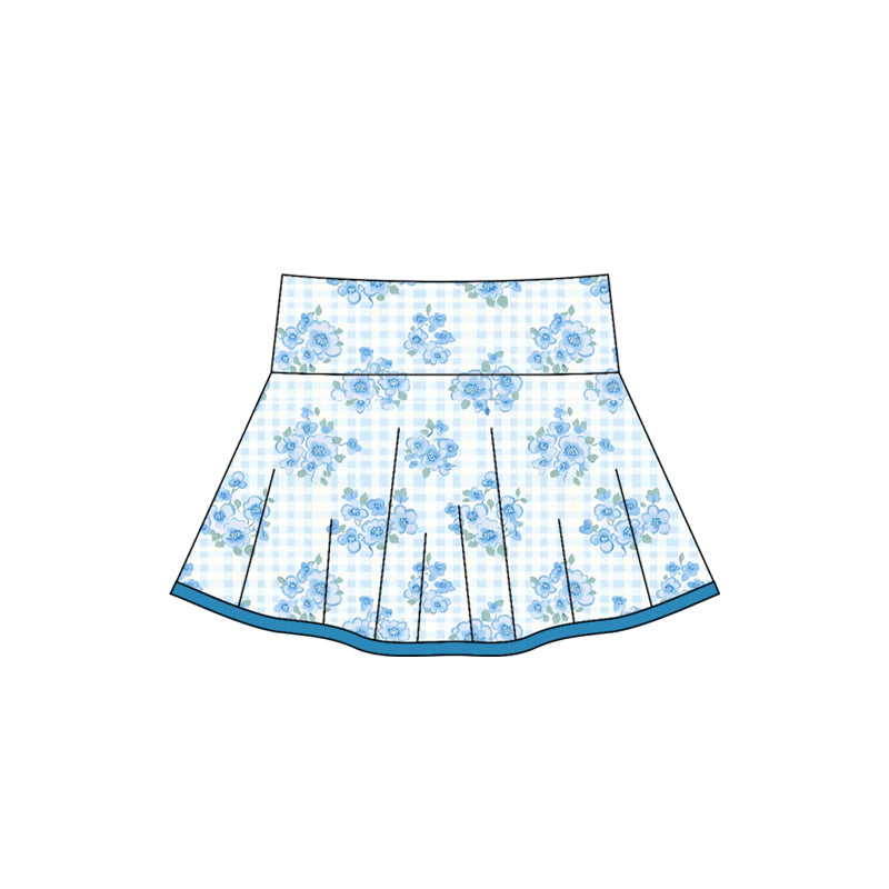 no moq GLK0103 pre-order baby girls clothes yoga floral blue Skirts dress-2025.5.30