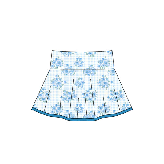 no moq GLK0103 pre-order baby girls clothes yoga floral blue Skirts dress-2025.5.30