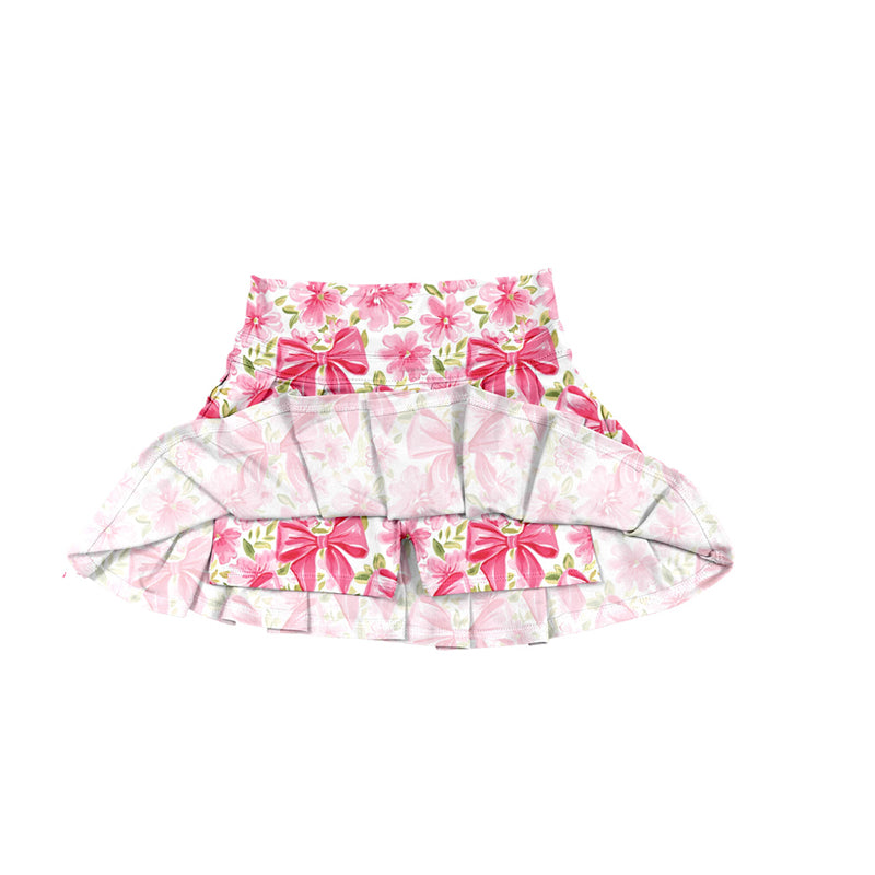 no moq GLK0121 pre-order baby girls clothes yoga floral bow pink Skirts dress-2025.6.21