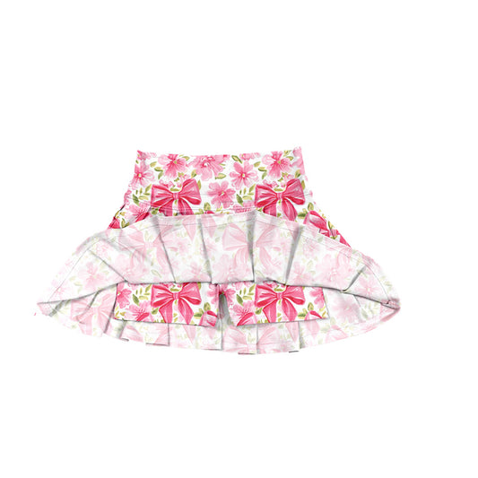 no moq GLK0121 pre-order baby girls clothes yoga floral bow pink Skirts dress-2025.6.21