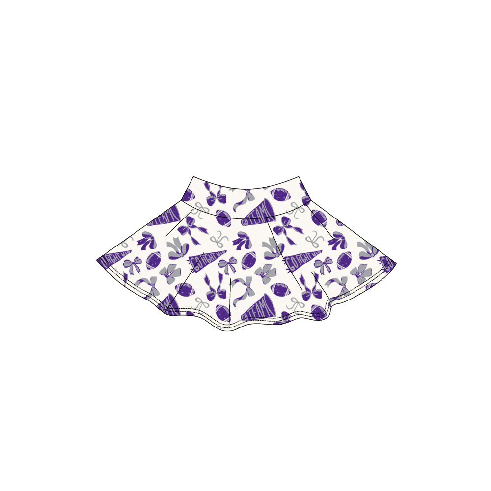 (Pre Order) No moq GLK0142 pre-order baby girls clothes yoga rugby bow purple Skirts dress-2025.9.1
