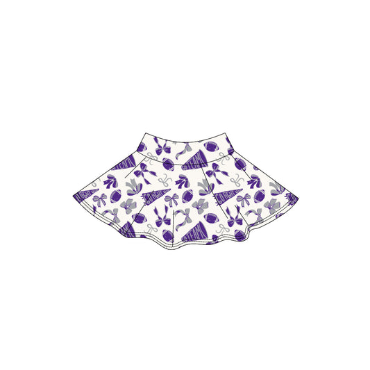 (Pre Order) No moq GLK0142 pre-order baby girls clothes yoga rugby bow purple Skirts dress-2025.9.1