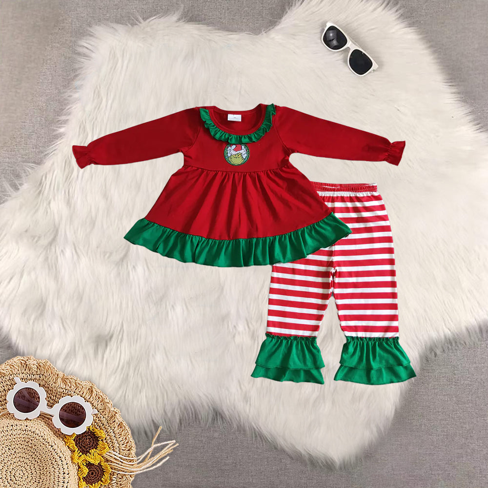 RTS NO MOQ Sibling baby girls clothes Christmas long-sleeved trousers suit