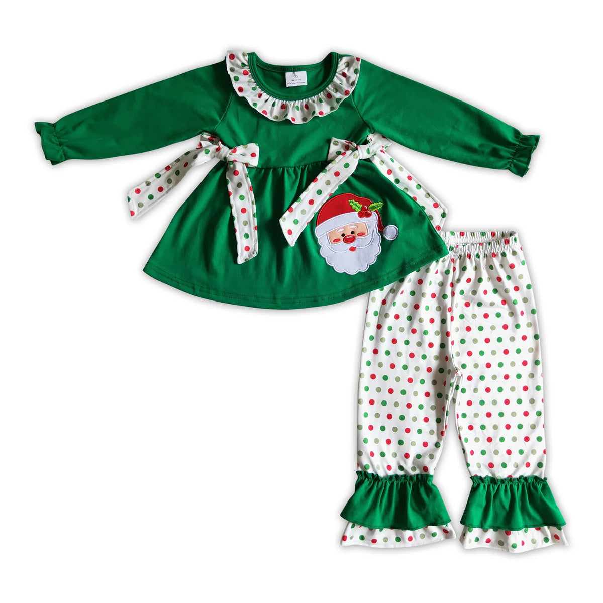 RTS NO MOQ baby girls clothes Christmas embroidery long sleeve set Rompers dress Clothes Sets