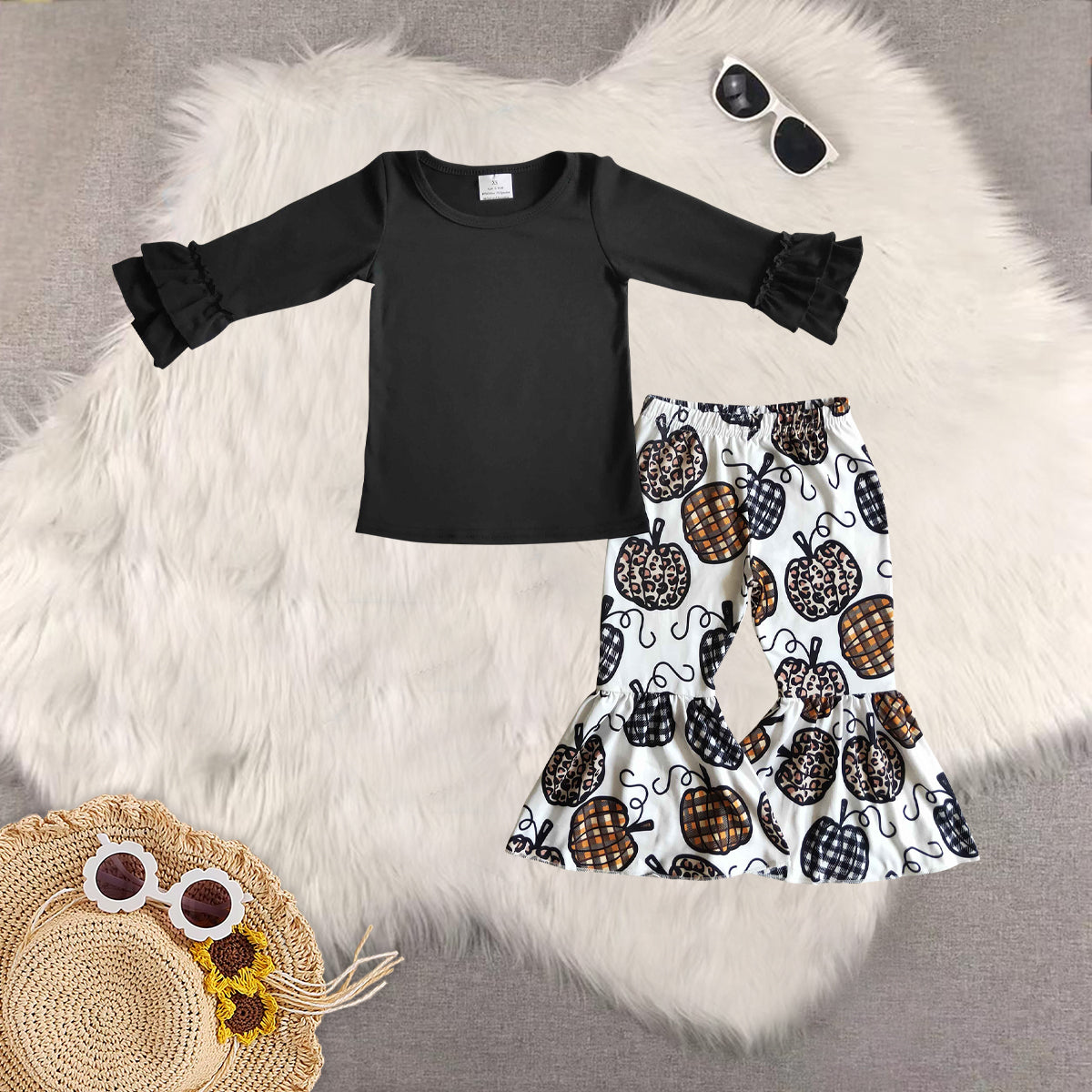 RTS NO MOQ Sibling Baby Girls halloween Long Sleeve Pants Set