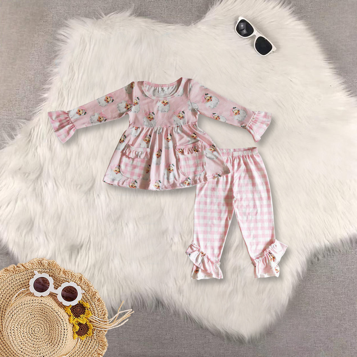 RTS Sibling baby girls clothes Christmas long Sleeve pants sets and dress and jumpsuit
