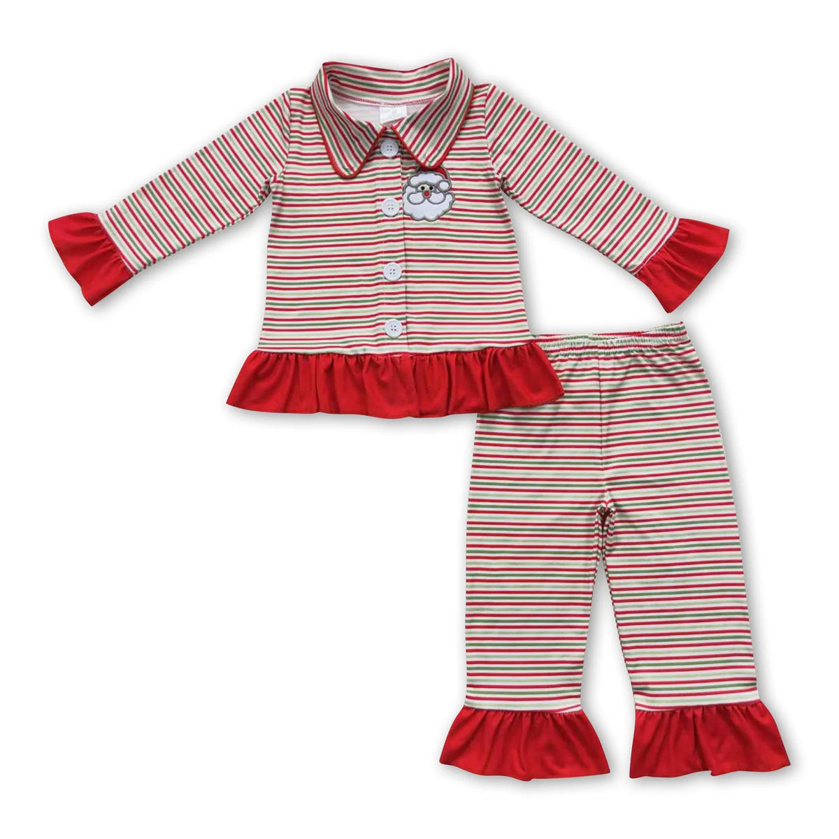 RTS NO MOQ Sibling Baby girl clothes embroidery Christmas long-sleeved trousers suit & romper and adult pants