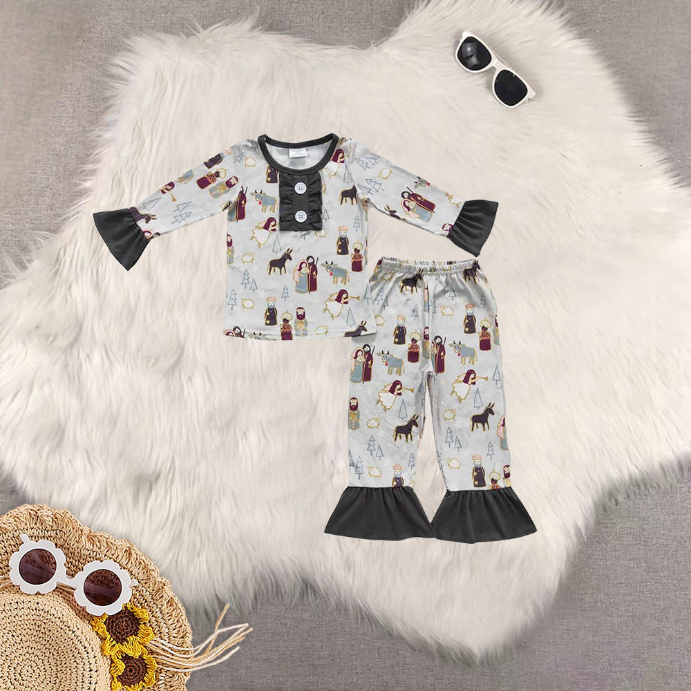 RTS NO MOQ Sibling Baby Girls bos Christmas Long Sleeve Pants Set