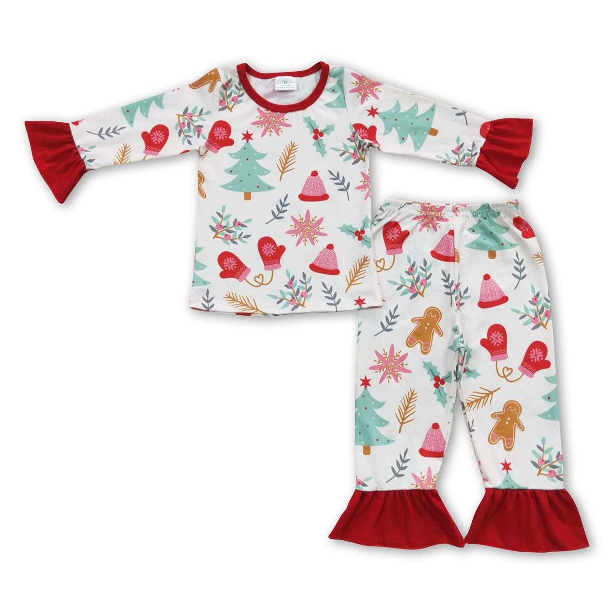 RTS NO MOQ Sibling Baby Girl clothes Christmas Cup Gingerbread Knee-Length Dress - Halter Neck Skirt - Crawling Suit - Adult Pants - Children's Long Suits