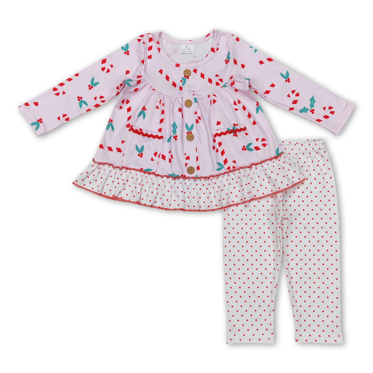 RTS NO MOQ Sibling baby girls clothes Christmas Tree Long Sleeve Suits