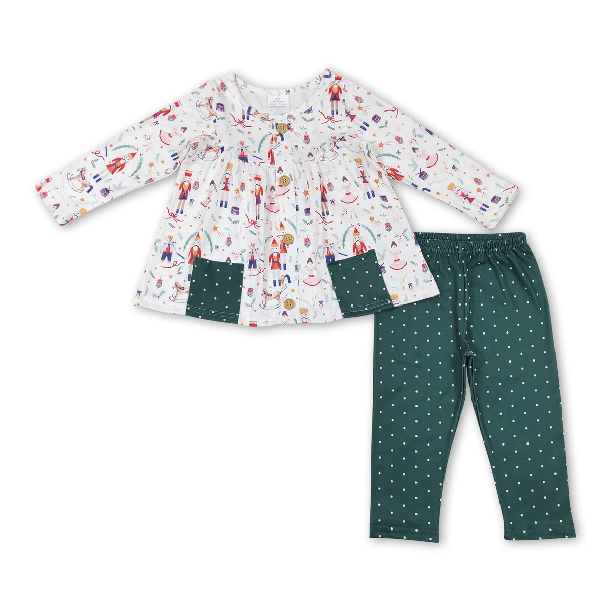 RTS NO MOQ Sibling baby girls clothes Christmas Tree Long Sleeve Suits