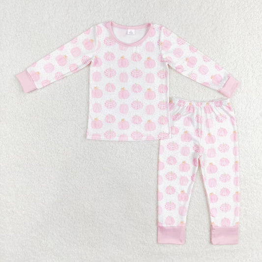 Bamboo rts no moq GLP1188 Modal pumpkin pink and white long-sleeved trousers pajama set