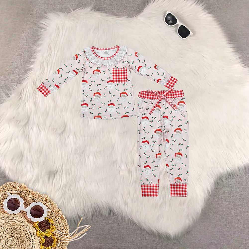 RTS NO MOQ Sibling Baby Girls boys modal Christmas trees Long Sleeve Pants Set