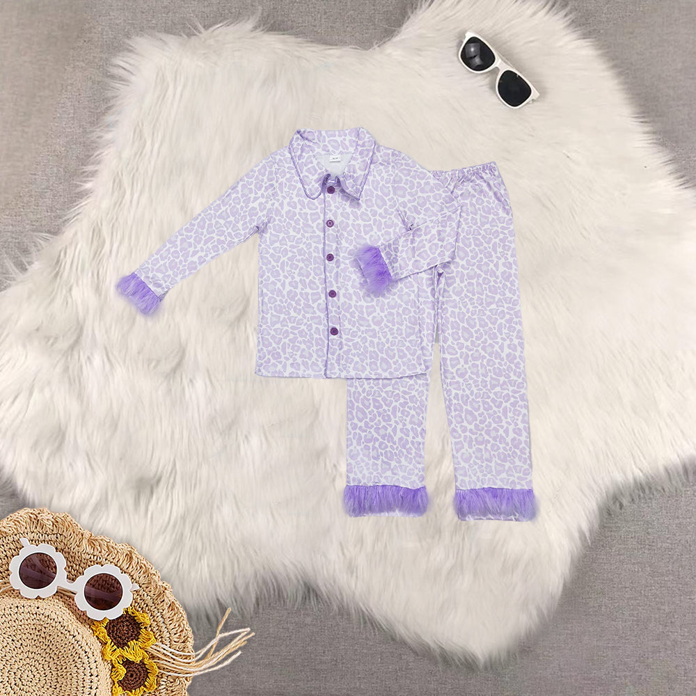 RTS NO MOQ Sibling adults women Christmas Pink Plush Button Long Sleeve Long Pants Pajama Sets