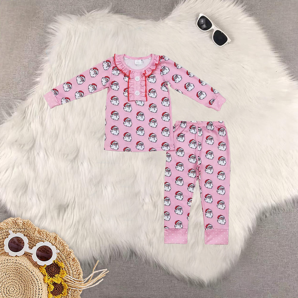 RTS NO MOQ Sibling Baby Girls boys modal Christmas trees Long Sleeve Pants Set