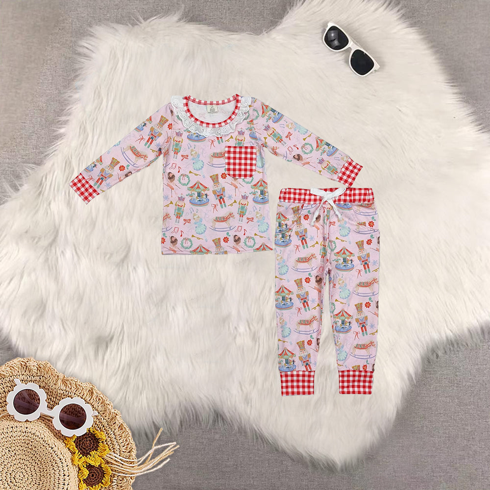 RTS NO MOQ Sibling Baby Girls boys modal Christmas Long Sleeve Pants Set