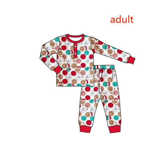 no moq GLP1275 pre-order Adult woman smiley long Sleeve Pants Pajama Set-2024.6.17