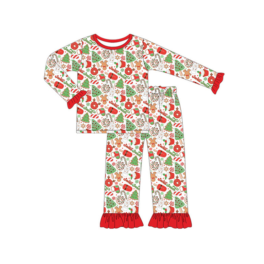 NO MOQ sales GLP1425 baby girls clothes Christmas red long sleeve pants sets -2024.7.16