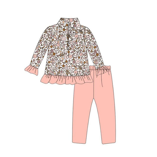 NO MOQ sales GLP1442 baby girls clothes floral long sleeve pants sets -2024.7.18