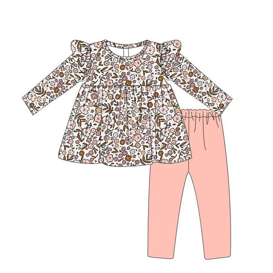 NO MOQ sales GLP1443 baby girls clothes floral long sleeve pants sets -2024.7.18