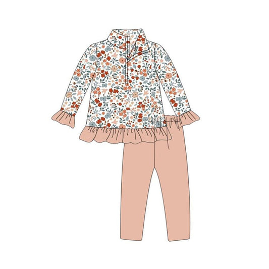 NO MOQ sales GLP1444 baby girls clothes floral long sleeve pants sets -2024.7.18