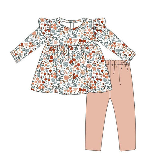 NO MOQ sales GLP1445 baby girls clothes floral long sleeve pants sets -2024.7.18