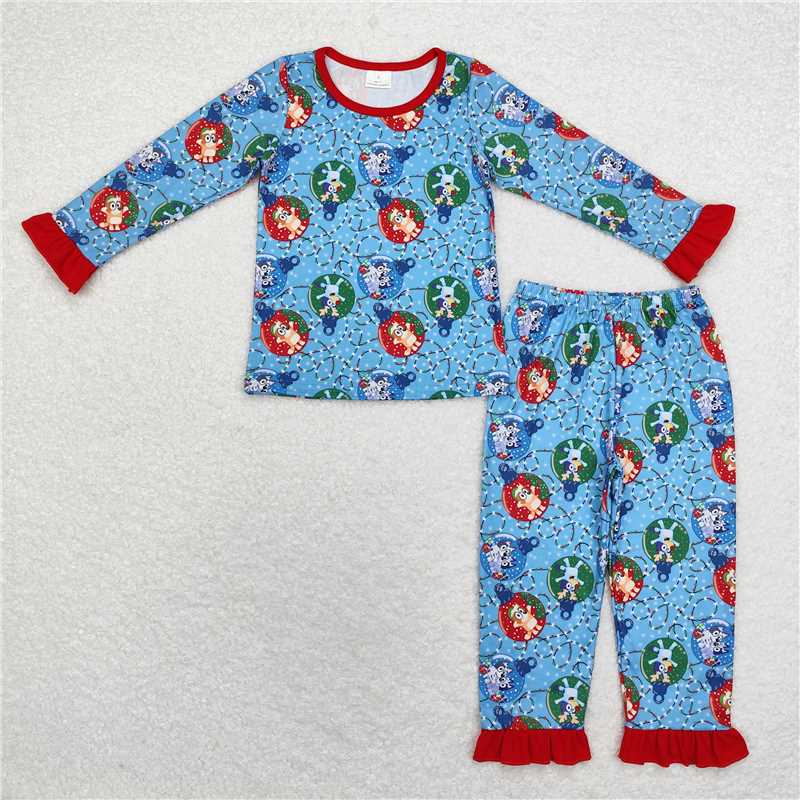 RTS NO MOQ Sibling Baby boys girls Christmas cartoon long-sleeved trousers suit & rompers