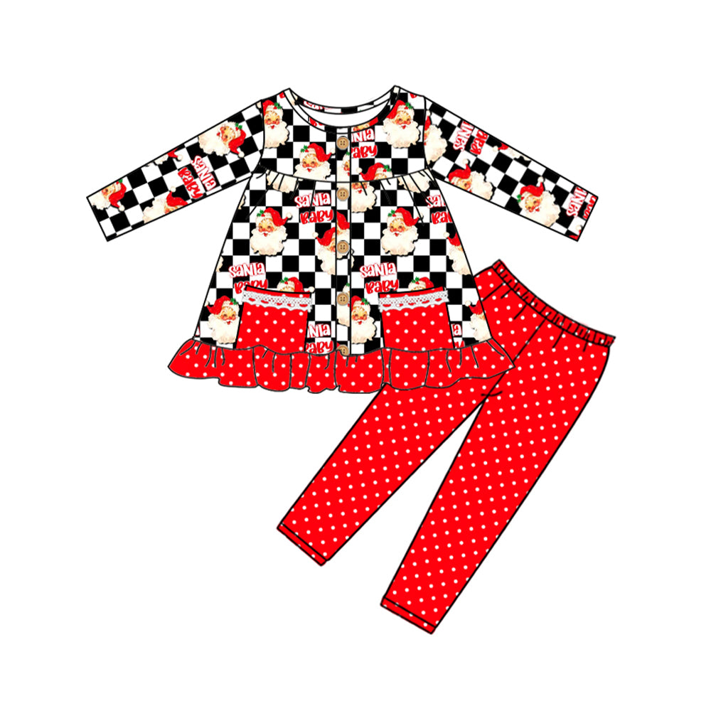 NO MOQ sales GLP1452 baby girls clothes Christmas pink long sleeve red pants sets -2024.7.19