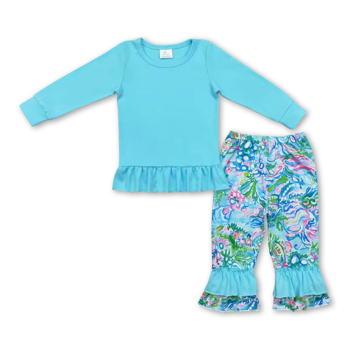 RTS NO MOQ Sibling baby girl clothes floral pattern long sleeve pants Sets