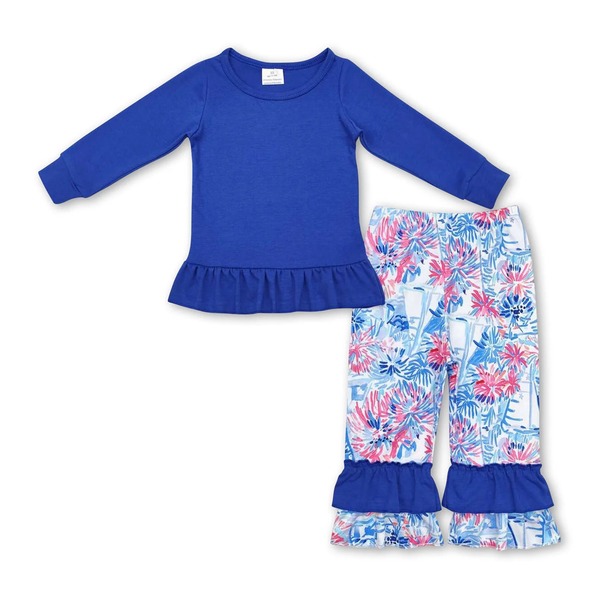 RTS NO MOQ Sibling baby girl clothes floral pattern long sleeve pants Sets