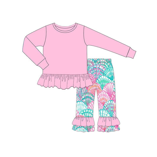 NO MOQ sales GLP1460 baby girls clothes floral pink long sleeve pants sets -2024.7.20