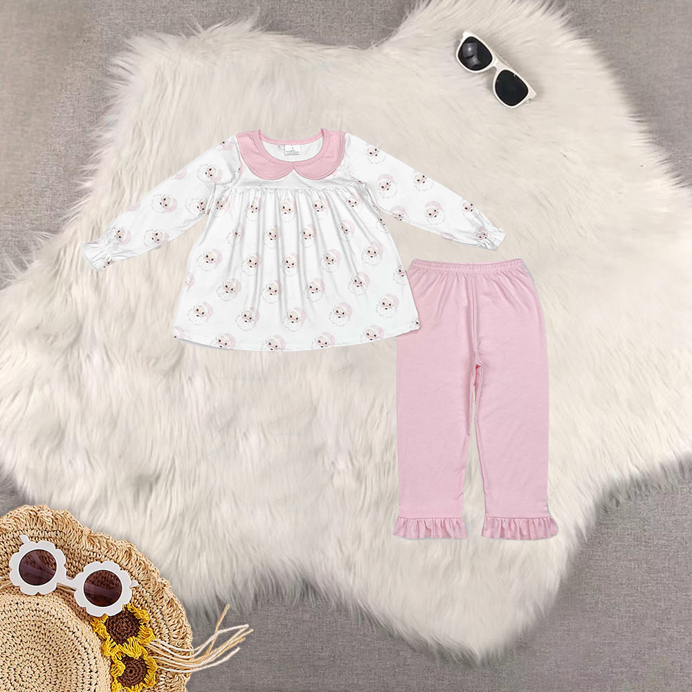 RTS NO MOQ Sibling Baby Girls Christmas trees Long Sleeve Pants Set