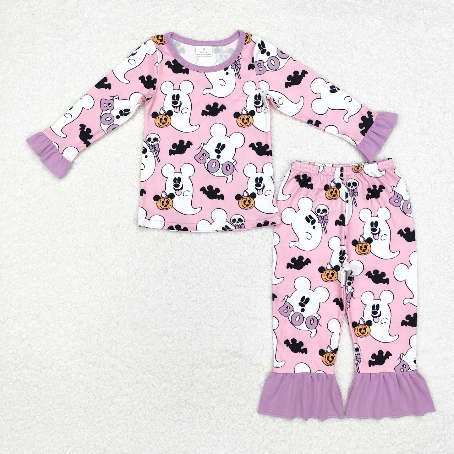 RTS NO MOQ ETA 5/7days GLP1544 boo ghost Mickey pink long-sleeved trousers pajama set