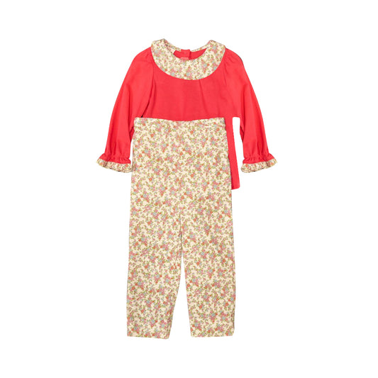 NO MOQ sales GLP1568 pre-order baby girls clothes red long Sleeve pants Suit -2024.8.3