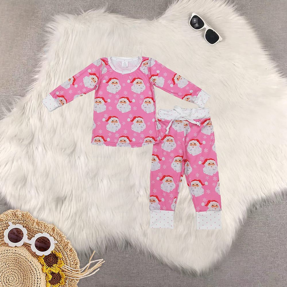 RTS NO MOQ Sibling Baby Girls boys modal Christmas trees Long Sleeve Pants Set