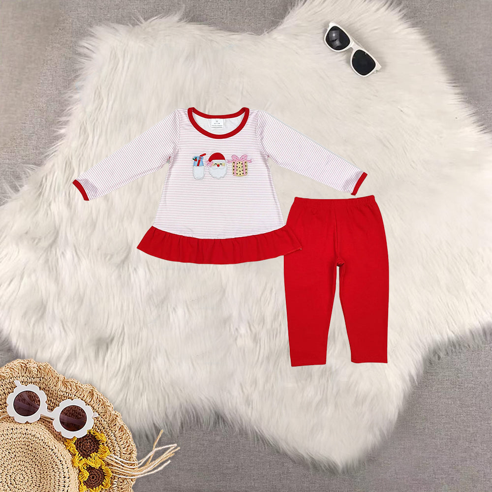 RTS NO MOQ Sibling Baby Girls Christmas trees Long Sleeve Pants Set