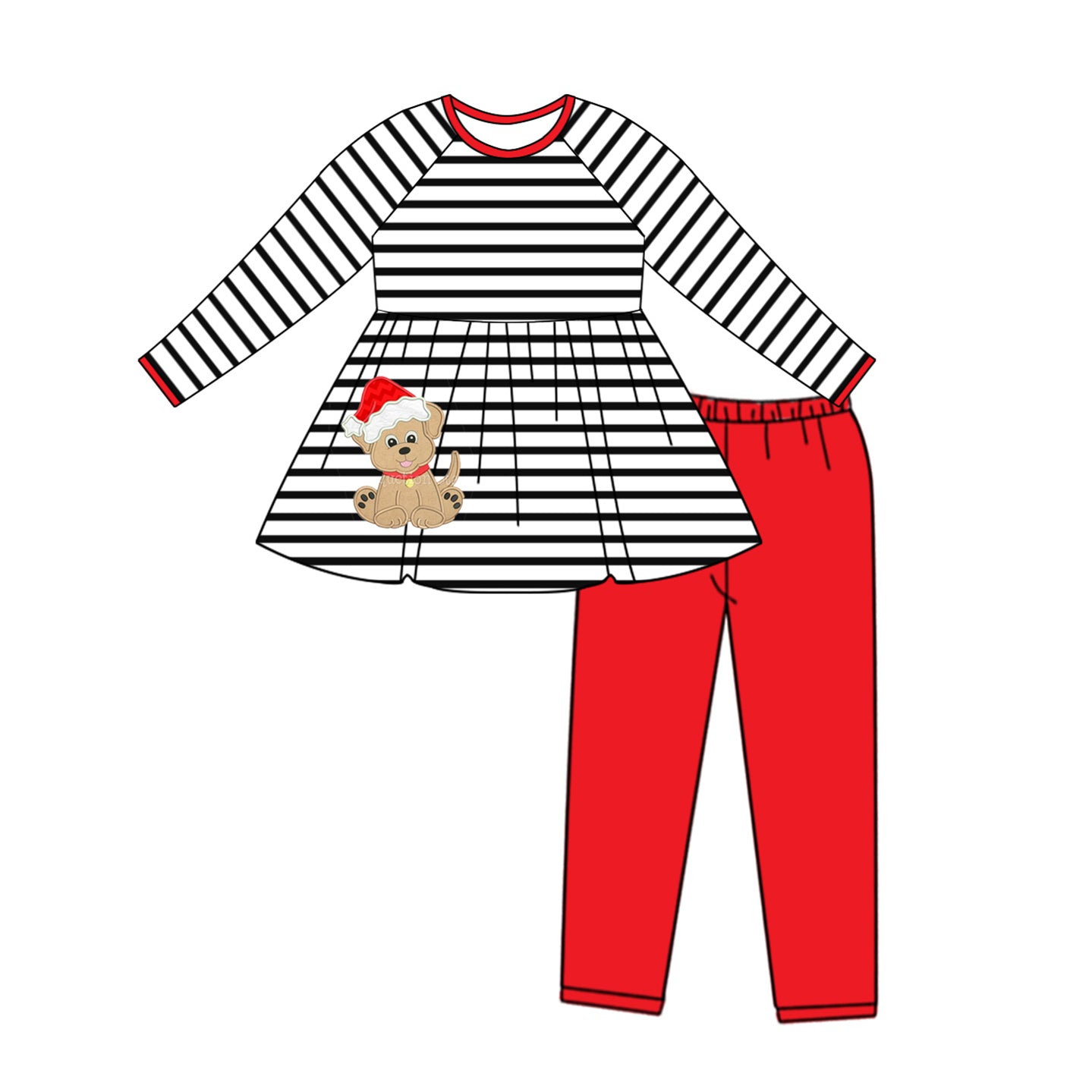 NO MOQ sales GLP1609 pre-order baby girls clothes Christmas striped red long Sleeve pants Suit -2024.8.8