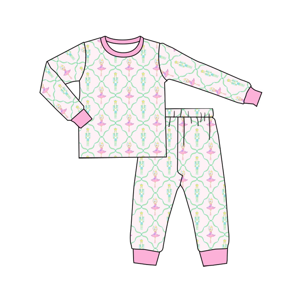 NO MOQ sales GLP1611 pre-order baby girls clothes ballet girl pink long Sleeve pants Suit -2024.8.8